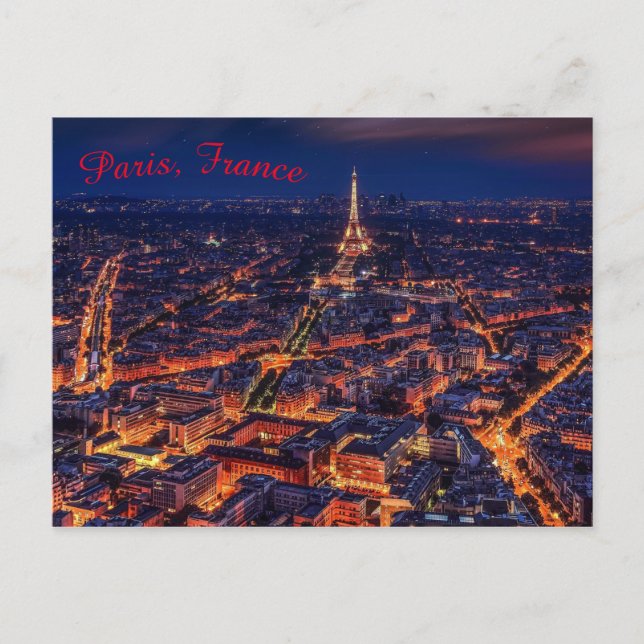 Cartão Postal Paris France Night City Lights (Frente)