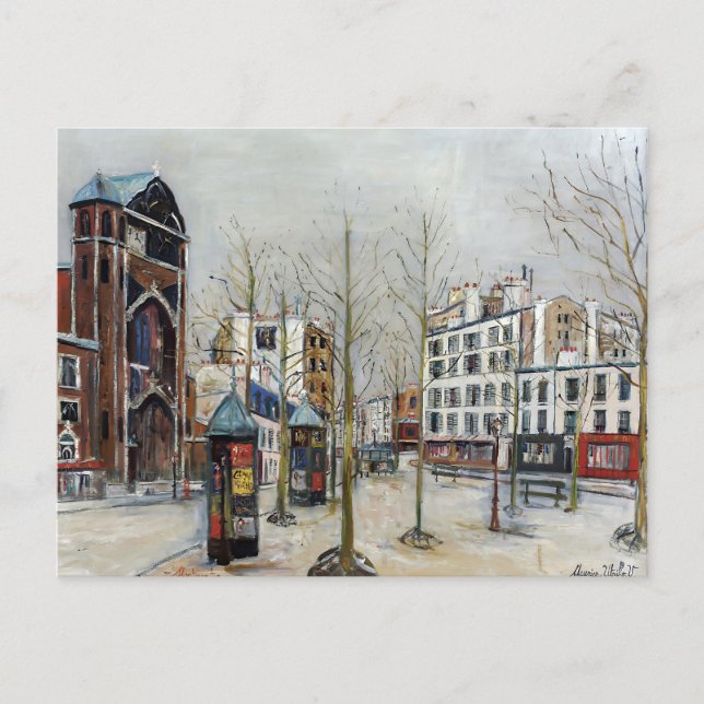Cartão Postal Paris, la Place des Abbesses; Utrillo (Frente)
