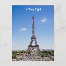 Cartão Postal Paris La Tour Eiffel sobre uma fotografia azul cla