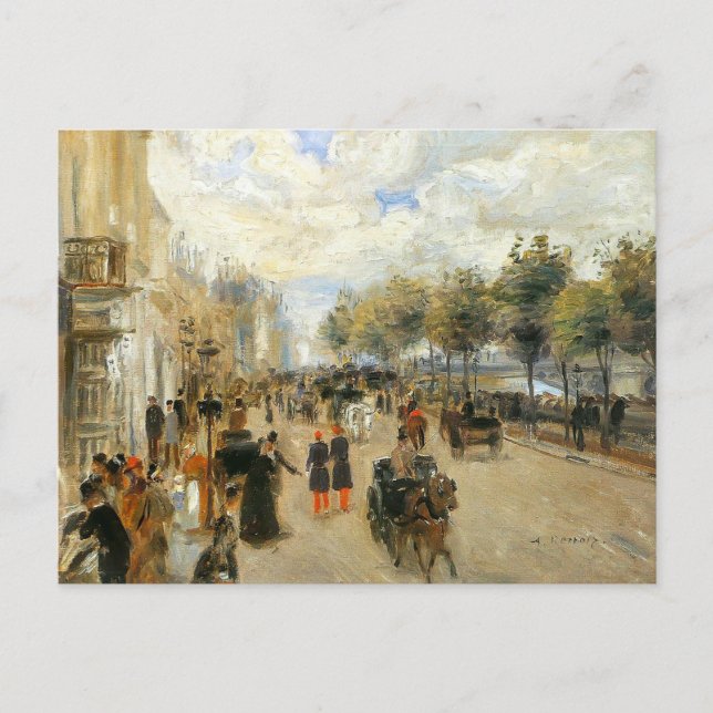 Cartão Postal Paris, Le Quai Malaquais, por Renoir (Frente)