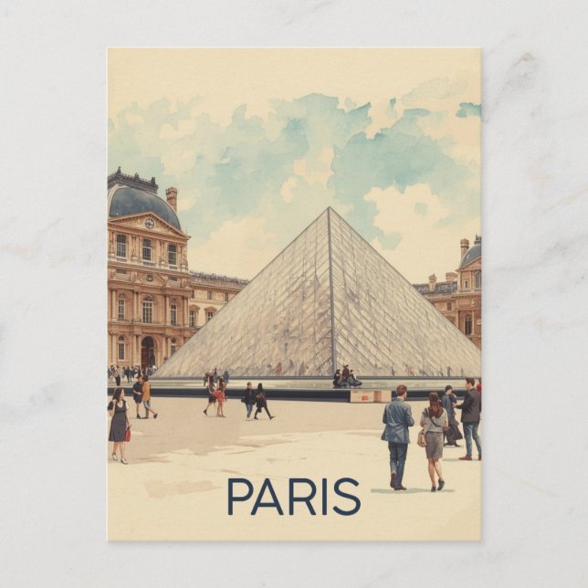Cartão Postal Paris Louvre (Frente)