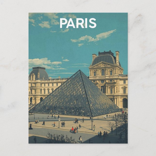 Cartão Postal Paris Louvre (Frente)