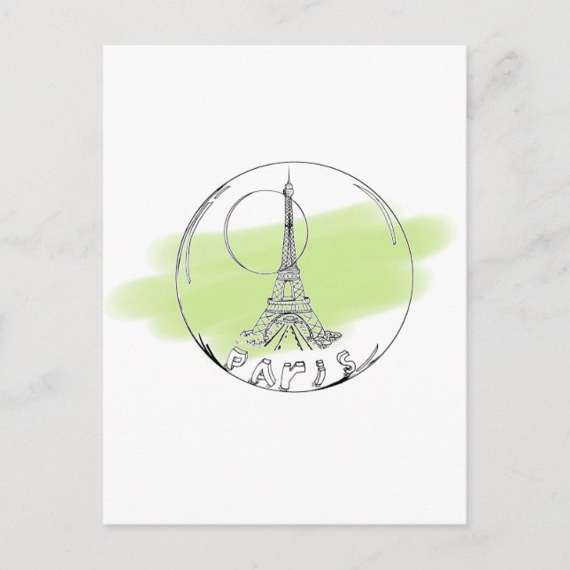 Cartão Postal paris numa bola de vidro (Frente)