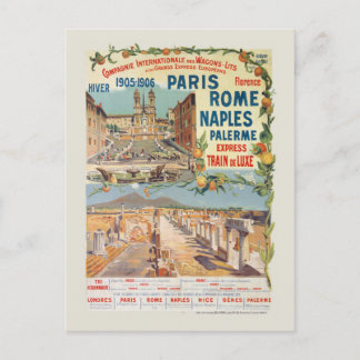 Cartão Postal Paris Roma Nápoles Poster vintage 1905