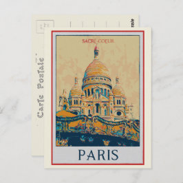 Cartão Postal Paris Sacré Coeur - ilustração França