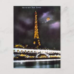 Cartão Postal Paris Tour Eiffel no Cartão-postal Noturno