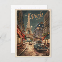 Cartão Postal Paris Tour pela Effiel vintage presentes nas ruas