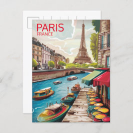Cartão Postal Paris Tour pela Effiel vintage presentes nas ruas