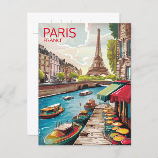 Cartão Postal Paris Tour pela Effiel vintage presentes nas ruas