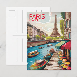 Cartão Postal Paris Tour pela Effiel vintage presentes nas ruas