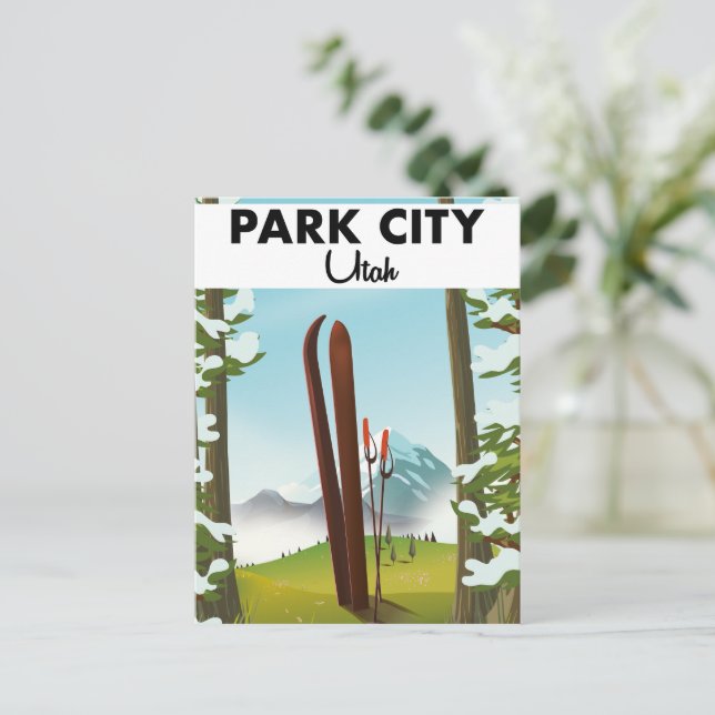Cartão Postal Park City Utah Ski poster (Em pé/Frente)