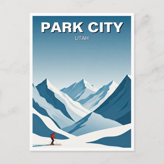 Cartão Postal Park City Utah Skiing Skier Viagem (Frente)