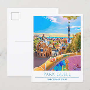 Cartão Postal Park Guell Barcelona Espanha