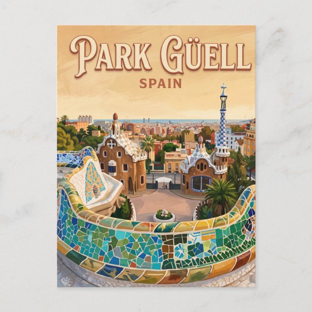 Cartão Postal Park Güell Espanha (Frente)