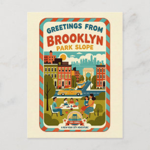 Cartão Postal Park Slope Brooklyn NY Retro Viagens 1950s 