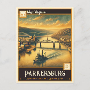 Cartão Postal Parkersburg, Virgínia Ocidental Vintage