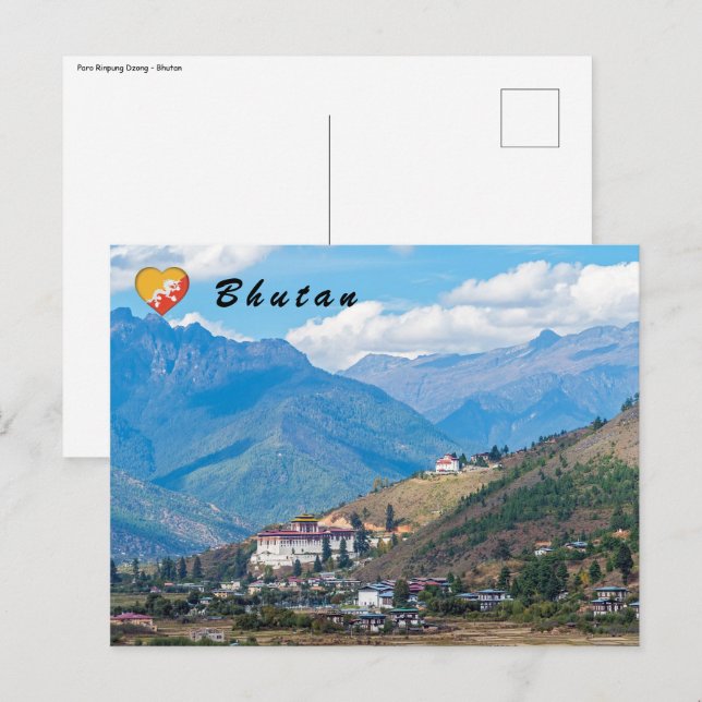 Cartão Postal Paro Rinpung Dzong - Butão, Himalaya, Ásia (Frente/Verso)