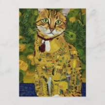 paródia de gato fofo dourado de Gustav Klimt, arte