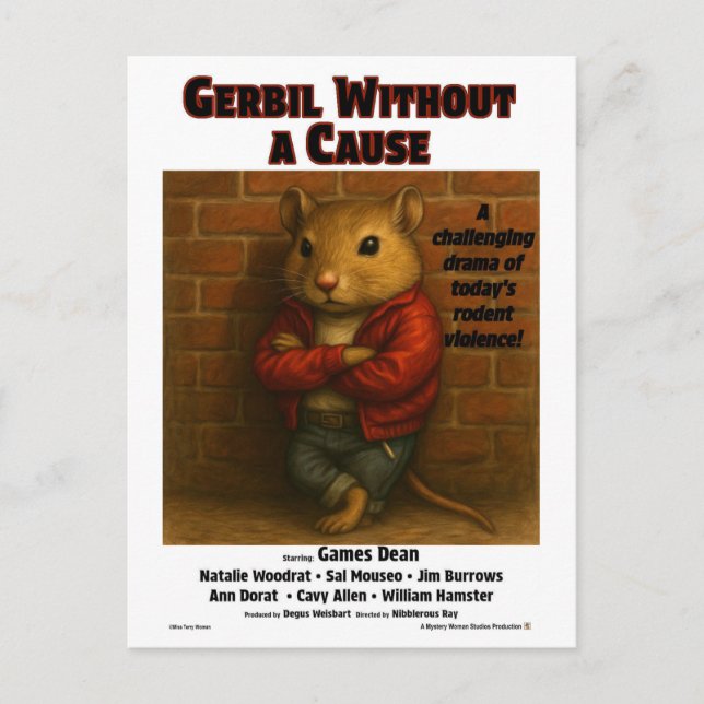 Cartão Postal Paródia do Filme Gerbil Without a Cause (Frente)