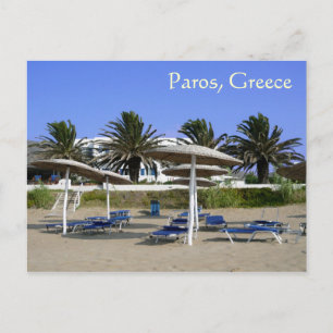 Cartão Postal Paros Island, Grécia Beach Guarda-chuvas