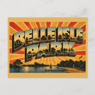Cartão Postal Parque Belle Isle Michigan Lagos da Floresta de Ri