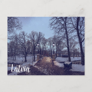 Cartão Postal Parque da cidade de neve de inverno à noite