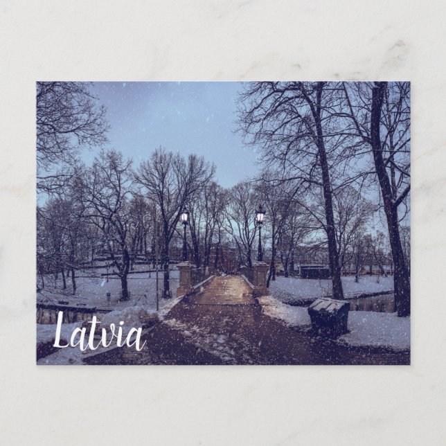 Cartão Postal Parque da cidade de neve de inverno à noite (Frente)