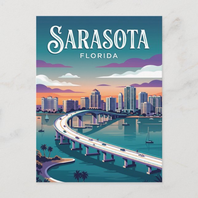 Cartão Postal Parque da Orla de Sarasota EUA (Frente)