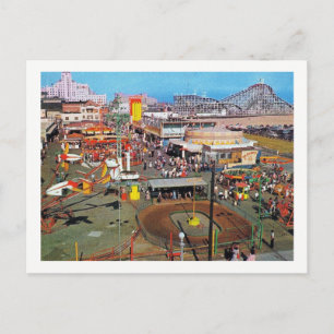 Cartão Postal Parque de Amusement, Long Beach, Califórnia, Vinta