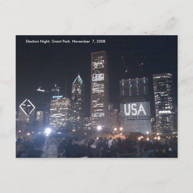 Cartão Postal Parque de Grant. Noite da eleição (Frente)