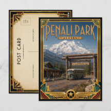 Parque Denali Alasca Arte Deco Vintage Era Dourada