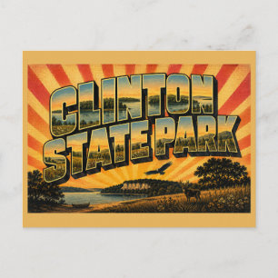 Cartão Postal Parque Estadual Clinton Kansas Lago Floresta Arte