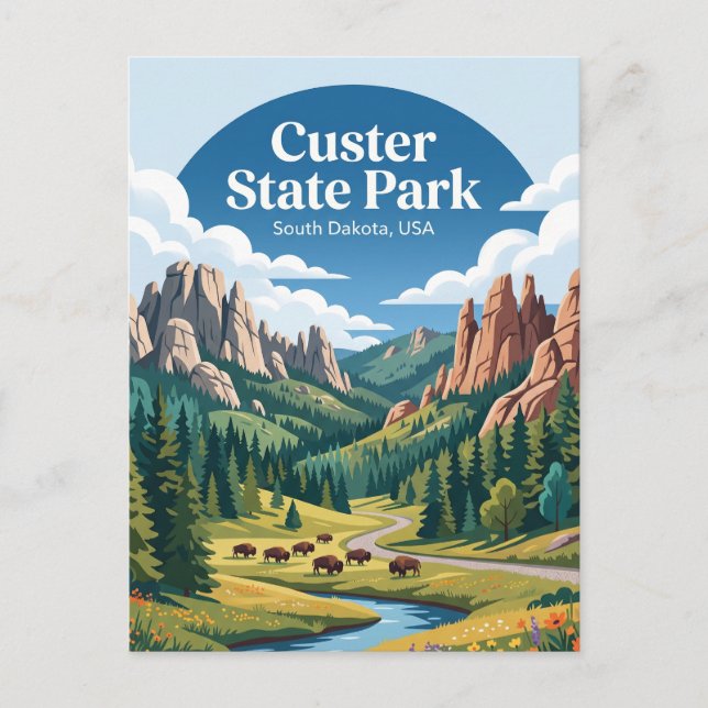 Cartão Postal Parque Estadual de Custer EUA (Frente)