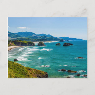 Cartão Postal Parque Estadual Ecola, Oregon. Panorama do Crescen