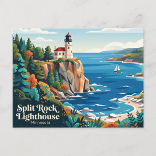 Cartão Postal Parque Estadual Farol Split Rock EUA