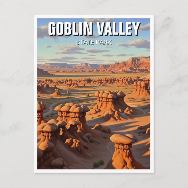 Cartão Postal Parque Estadual Goblin Valley Utah Pôr do Sol (Frente)