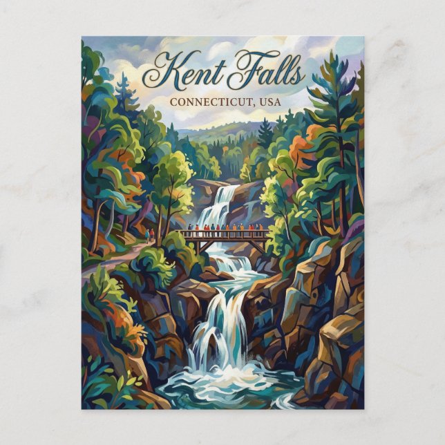 Cartão Postal Parque Estadual Kent Falls Connecticut (Frente)
