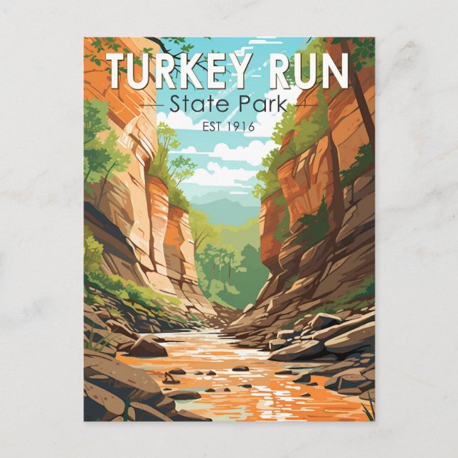 Cartão Postal Parque Estadual Turkey Run Indiana Viagem Arte Vin (Frente)