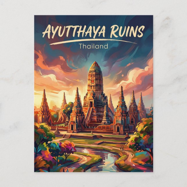 Cartão Postal Parque Histórico de Ayutthaya Tailândia (Frente)