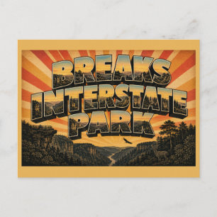 Cartão Postal Parque Interestadual Breaks KY Arte de Viagem Anti