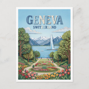 Cartão Postal Parque La Grange Genebra Suíça