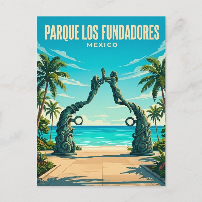 Cartão Postal Parque Los Fundadores México (Frente)