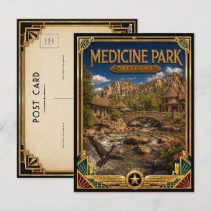 Cartão Postal Parque Medicine Oklahoma Arte Deco Vintage Era Dou