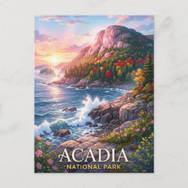 Cartão Postal Parque Nacional Acadia Costa Rochosa