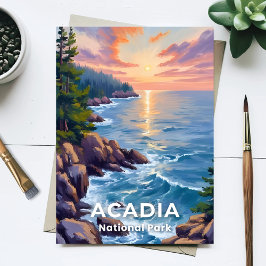 Cartão Postal Parque Nacional Acadia | Pintura de Viagem de Arte
