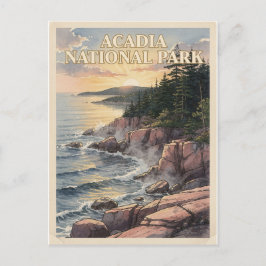 Cartão Postal Parque Nacional Acadia Viagem Costeira Vintage