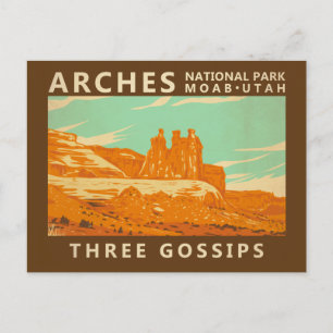 Cartão Postal Parque Nacional Arches Utah Três Fofocas Vintage