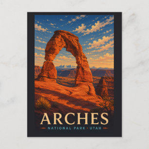 Cartão Postal Parque Nacional Arches Utah Viagem em Xilogravura