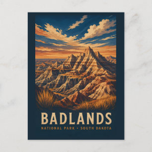 Cartão Postal Parque Nacional Badlands Dakota do Sul Xilogravura