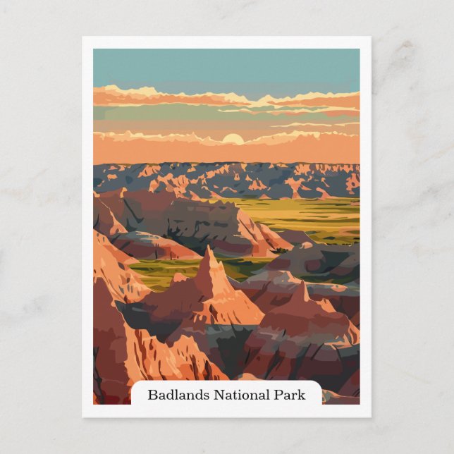 Cartão Postal Parque Nacional Badlands South Dakota Viagem Vinta (Frente)